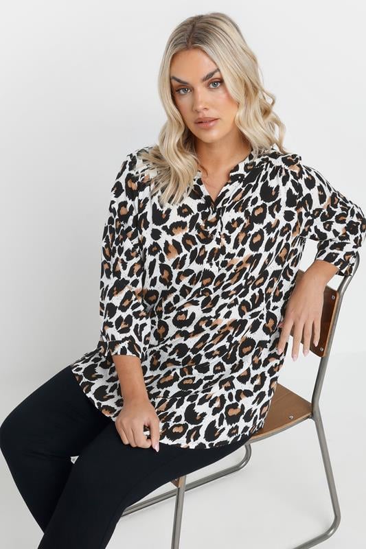 YOURS Curve White Leopard Print Blouse