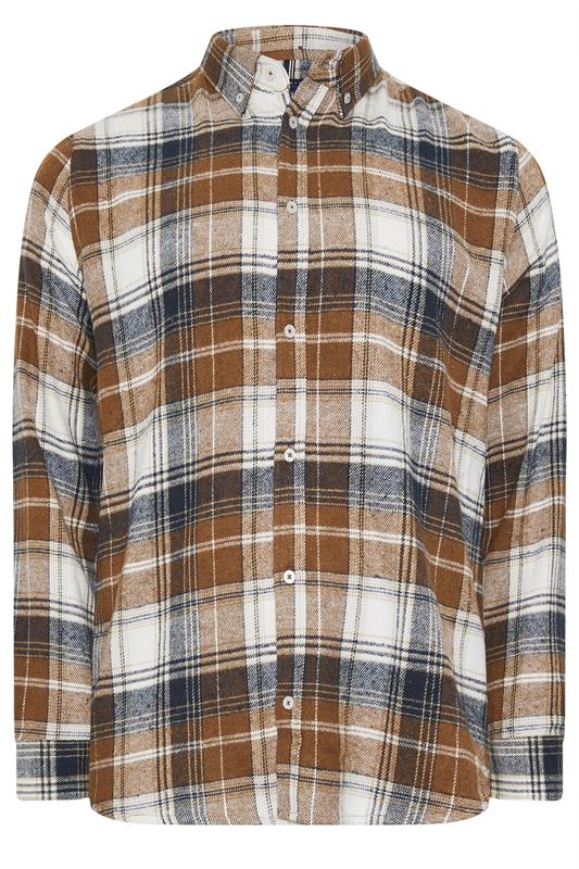 BadRhino Big & Tall Tan Brown & Navy Blue Brushed Checked Shirt | BadRhino 7