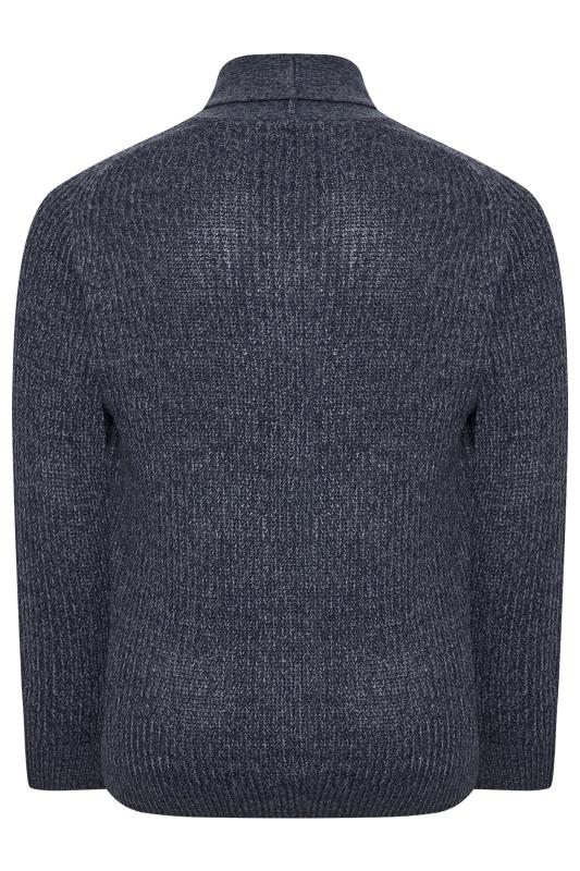BadRhino Big & Tall Navy Blue Knitted Shawl Cardigan | BadRhino 4
