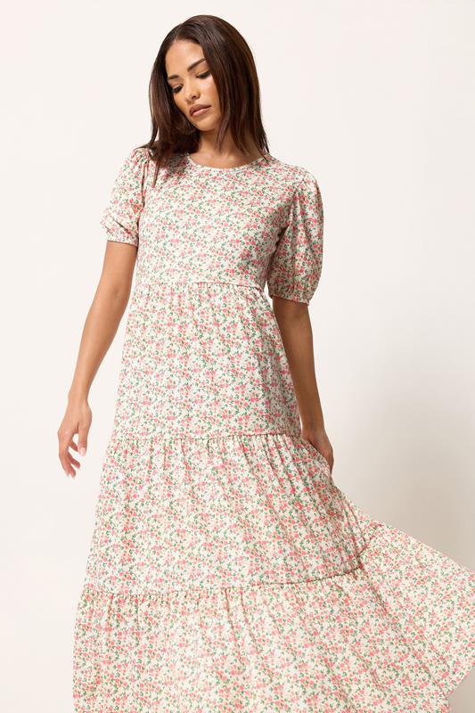 PixieGirl Pink Ditsy Tiered Maxi Dress | PixieGirl 1