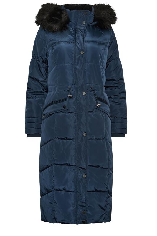 M&Co Navy Blue Faux Fur Trim Padded Coat | M&Co 6