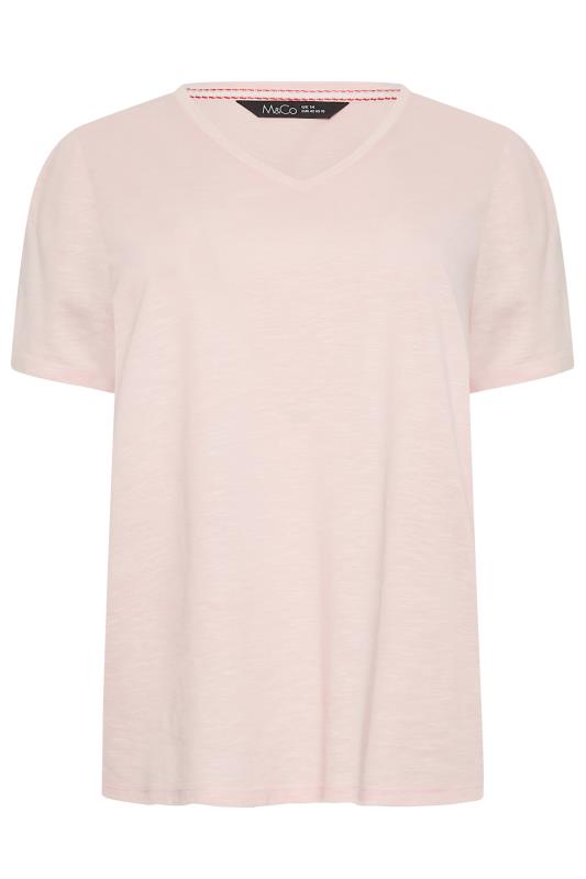 M&Co Light Pink V-Neck Cotton T-Shirt | M&Co 6