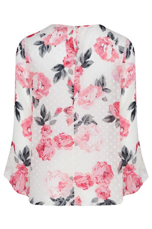 M&Co White Floral Print Dobby Frill Sleeve Blouse | M&Co 7