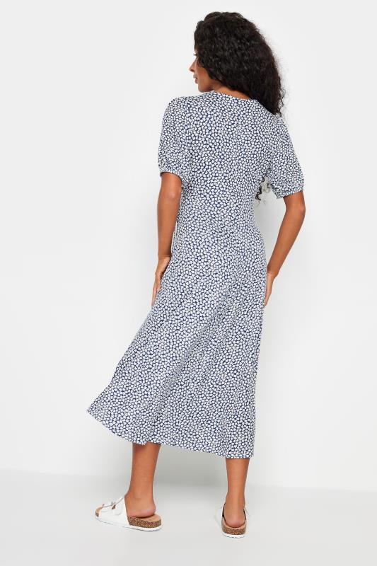 M&Co Petite Blue Floral Print Midi Wrap Dress | M&Co 3