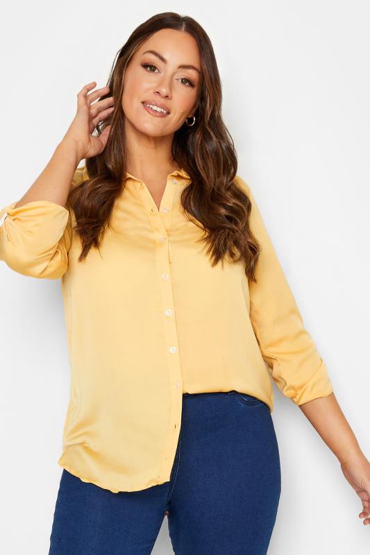 Women's  M&Co Yellow Tab Sleeve Shirt