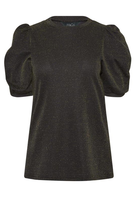 M&Co Black & Gold Shimmer Ruched Sleeve Blouse | M&Co 6