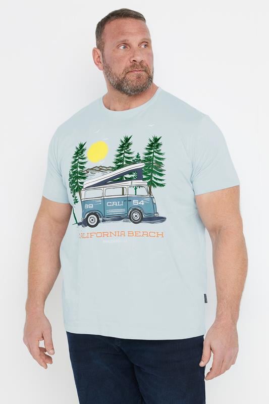 BadRhino Big & Tall Light Blue 'California Beach' Campervan T-Shirt | BadRhino 1