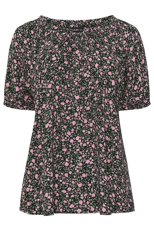 YOURS Plus Size Pink Textured Ditsy Floral Print Top | Yours Clothing 5