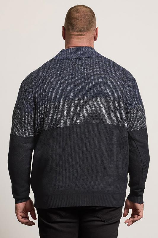 BadRhino Big & Tall Navy Blue Colour Block Quarter Zip Jumper | BadRhino 2
