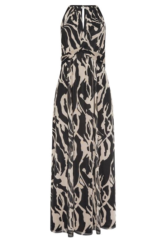 M&Co Brown & Black Abstract Print Mesh Halter Maxi Dress | M&Co 6