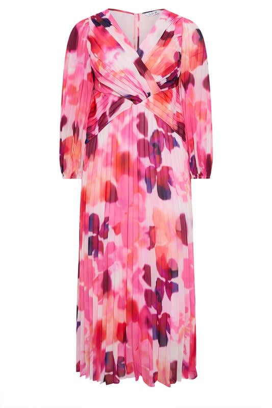YOURS LONDON Plus Size Pink Abstract Pleated Dress | Yours Clothing 6