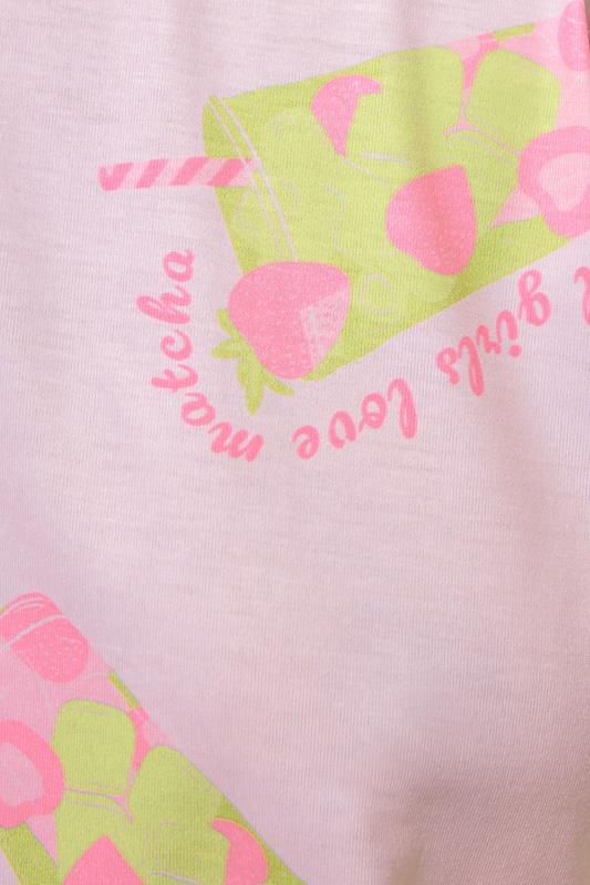 LIMITED COLLECTION Plus Size Pink Matcha Short Pyjama Set | Yours Clothing 5