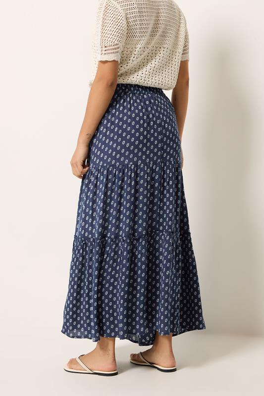M&Co Petite Navy Blue Dobby Maxi Skirt | M&Co 2