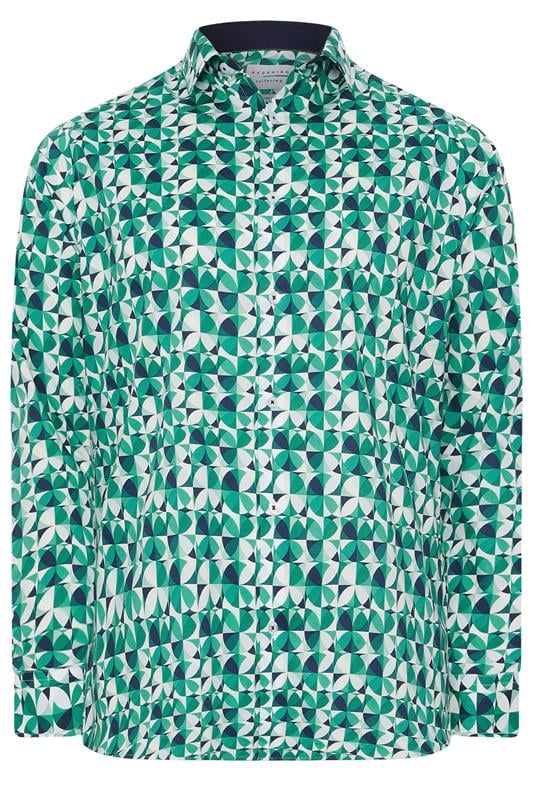 BadRhino Tailoring Big & Tall Green Premium Geometric Long Sleeve Shirt | BadRhino 8