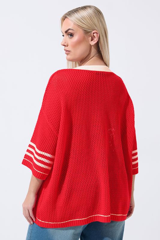 LIMITED COLLECTION Plus Size Red '87' Crochet Top | Yours Clothing 2