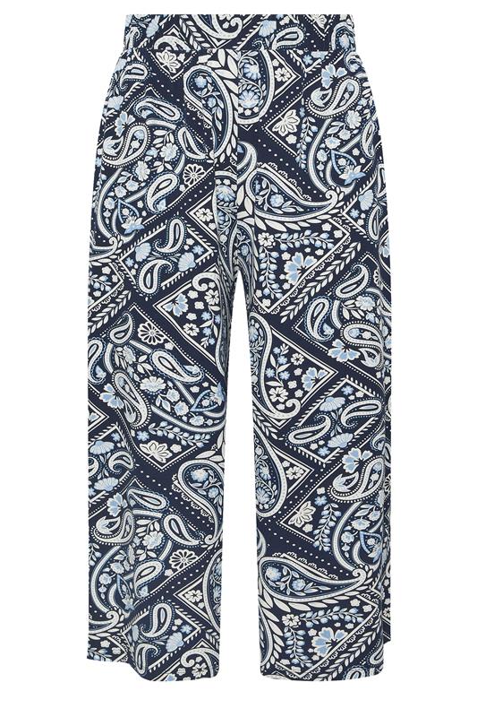 YOURS Plus Size Navy Blue Tile Print Midaxi Culottes | Yours Clothing 5