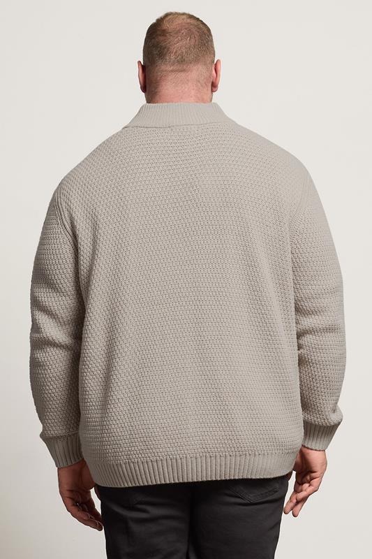 BadRhino Big & Tall Natural Brown Wool Zip Through Jumper | BadRhino 2