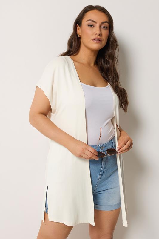 YOURS Curve Ivory White Grown-On Sleeve Kimono