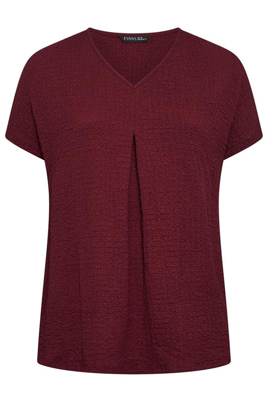 EVANS Plus Size Berry Red Pleat Front Swing Top | Evans 5