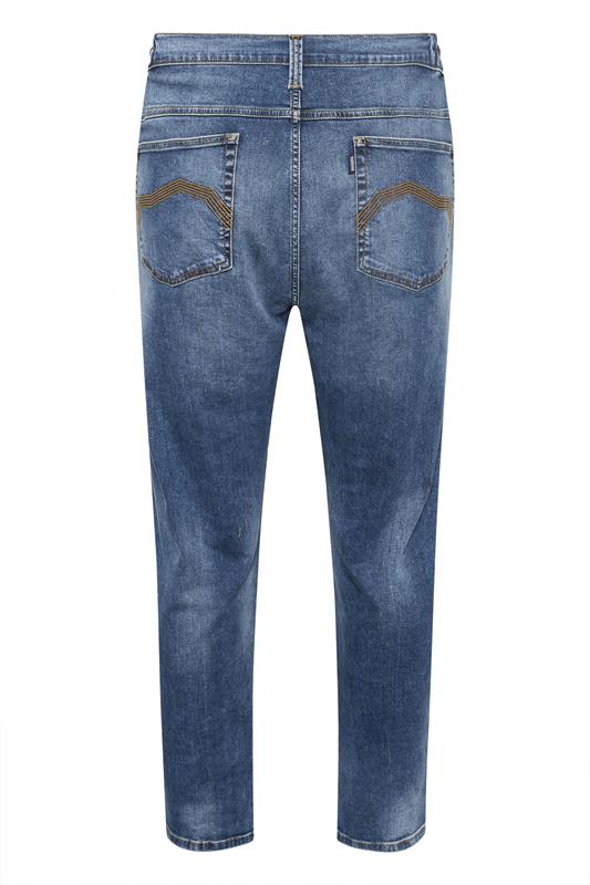 BadRhino Big & Tall Blue Washed Elasticated Waist Stretch Jeans | BadRhino 7