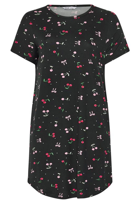 YOURSET Plus Size 2 PACK Black Lemon & Cherry Soft Touch Nightdresses | Yours Clothing 10