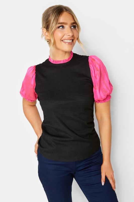 Women's  M&Co Black & Pink Contrast Sleeve Blouse