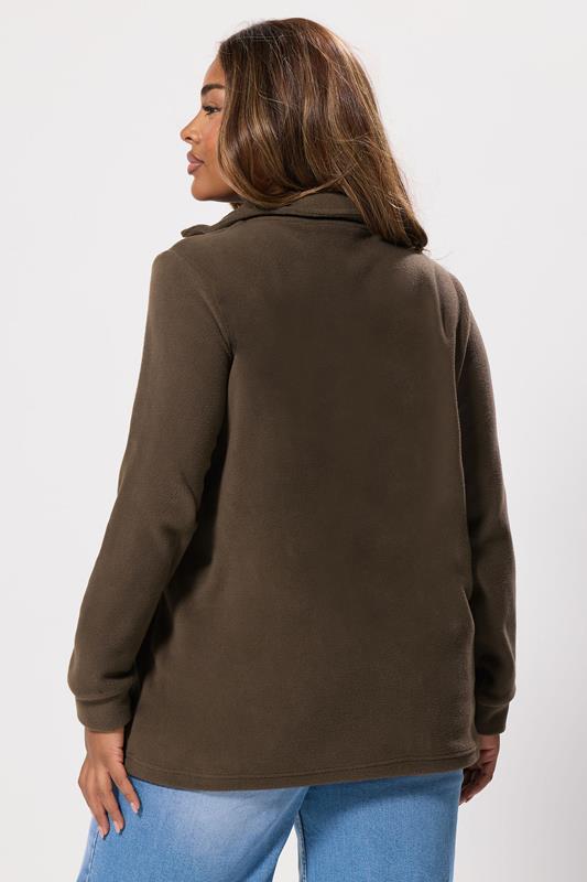 YOURS Plus Size Chocolate Brown 'Coffee Lover Club' Quarter Zip Fleece | Yours Clothing 4
