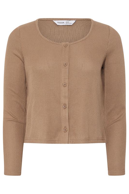 PIxieGirl Petite Women's Camel Brown Ribbed Cardigan | PixieGirl 6