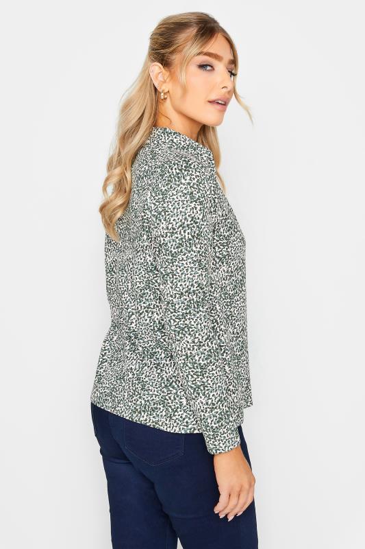 M&Co Green Spot Print Collared Long Sleeve Cotton Top | M&Co 3