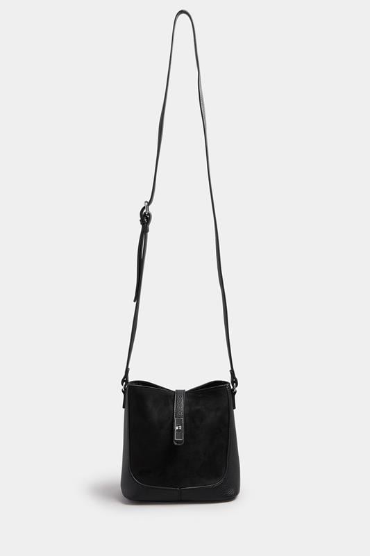 Black Faux Suede Cross Body Bag