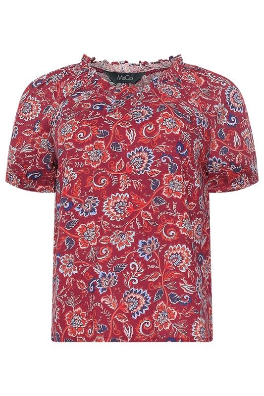 M&Co Petite Orange Abstract Print Scoop Neck Top | M&Co 6