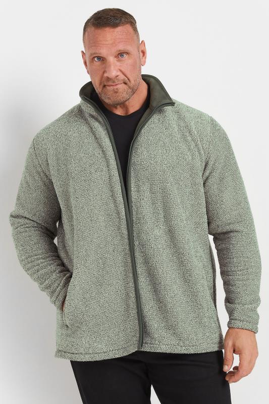 BadRhino Big & Tall Grey Textured Zip Through Fleece