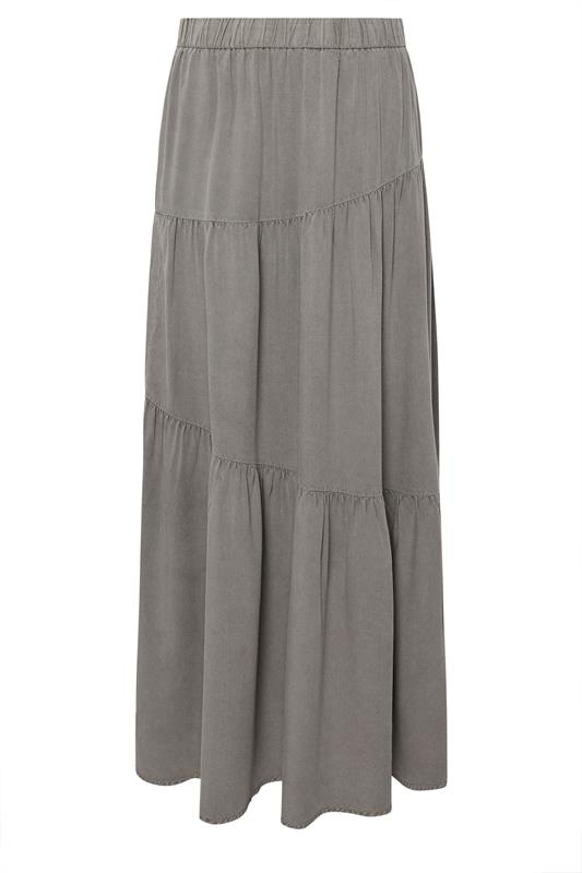 PixieGirl Petite Women's Charcoal Grey Asymmetric Tiered Maxi Skirt | PixieGirl 6