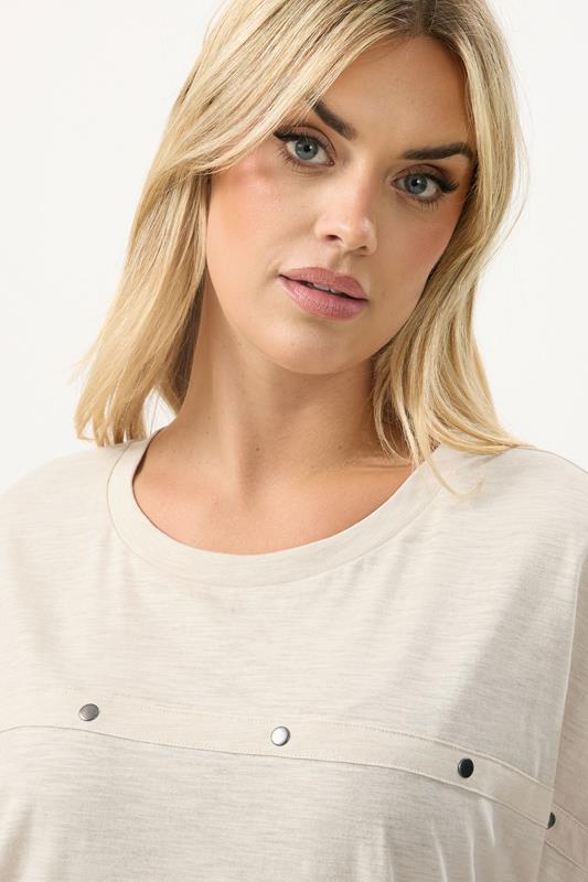 YOURS Plus Size Ivory White Stud Grown-On Sleeve T-Shirt | Yours Clothing 4