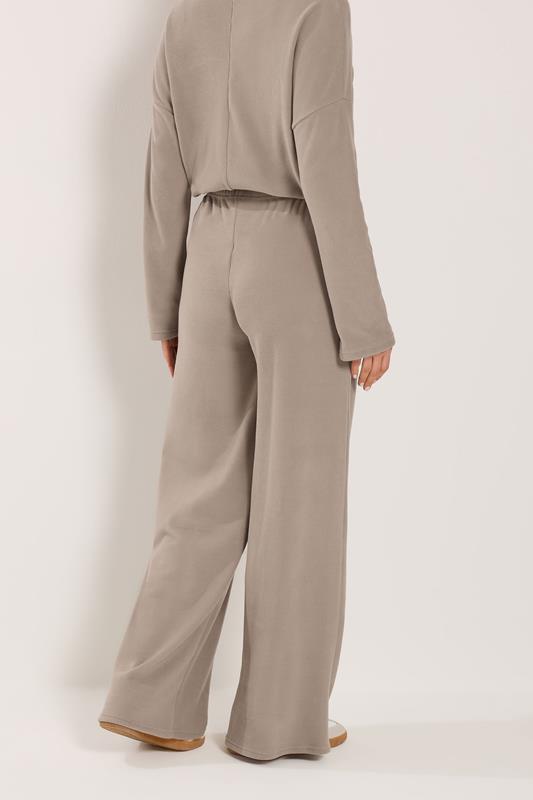 LTS Tall Women's Natural Brown Ribbed Wide Leg Trousers | Long Tall Sally 2