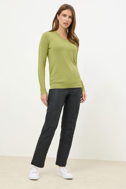 M&Co Green V-Neck Long Sleeve Jumper | M&Co 1