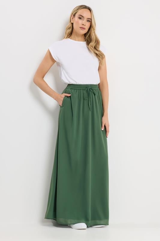 LTS Tall Forest Green Tie Waist Maxi Skirt