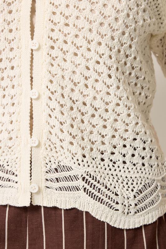 M&Co Petite Ivory White Short Sleeve Crochet Cardigan | M&Co 4
