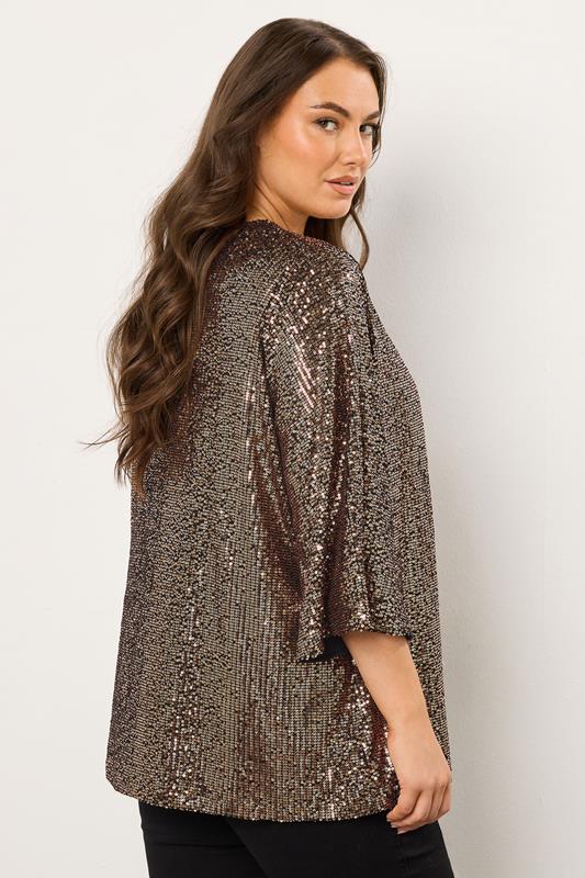 EVANS Plus Size Gold Sequin Embellished Kimono | Evans  4