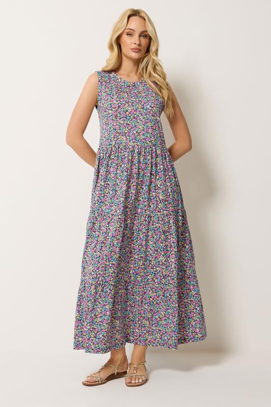  M&Co Pink Ditsy Floral Print Sleeveless Maxi Dress