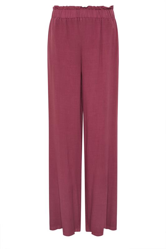 LTS Tall Berry Red Acid Wash Wide Leg Trousers | Long Tall Sally 7