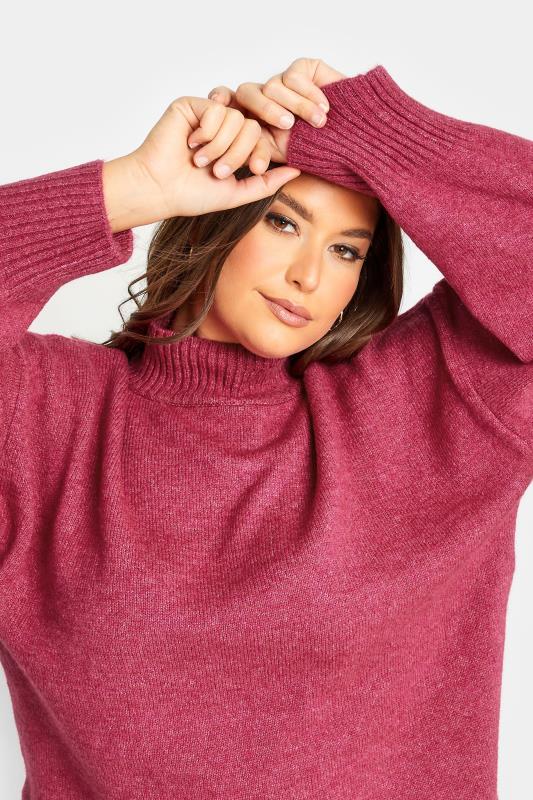 YOURS LUXURY Plus Size Dark Pink Batwing Jumper | Yours Clothing 4