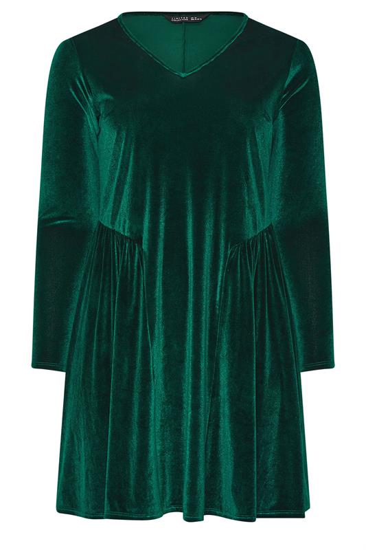 LIMITED COLLECTION Plus Size Forest Green Velvet Skater Dress | Yours Clothing 5