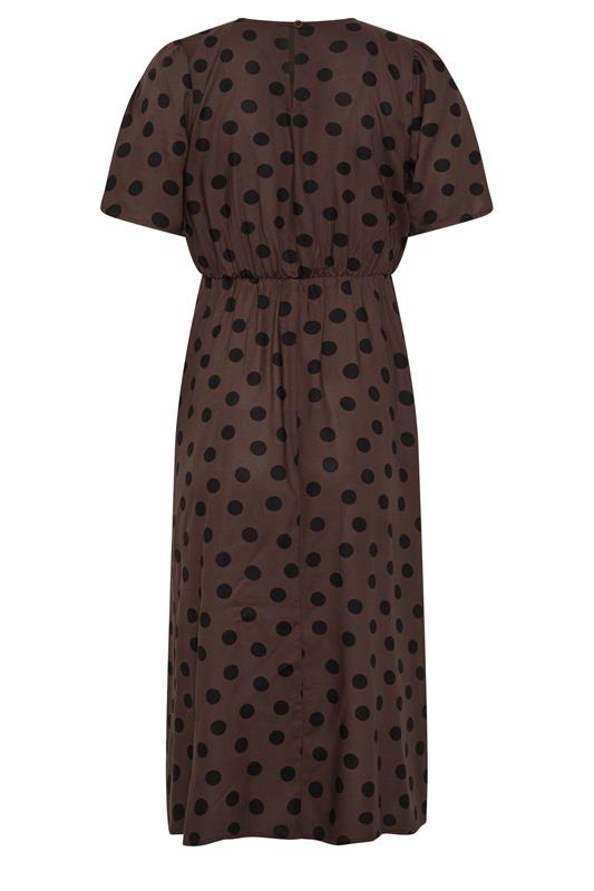 M&Co Brown Polka Dot Tulip Sleeve Dress | M&Co 2