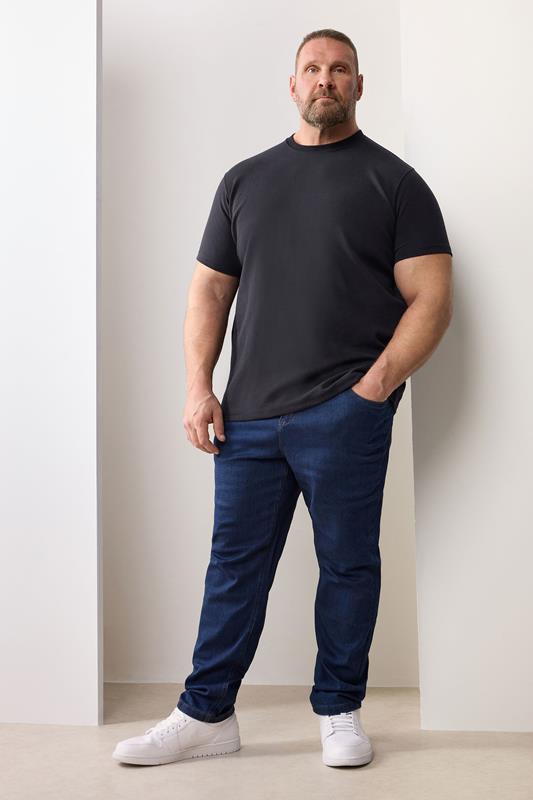 BadRhino Big & Tall Navy Blue Ottoman Textured T-Shirt | BadRhino 1
