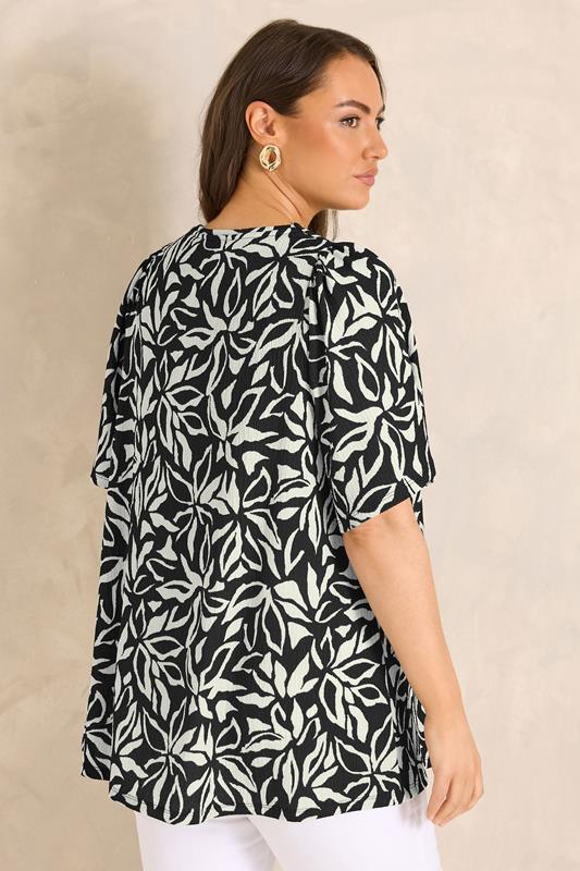 EVANS Plus Size Black Floral Pleat Front Top | Evans  2