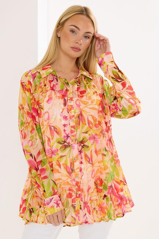 STAR Orange Floral Pleated Shirt | StarByJM 1