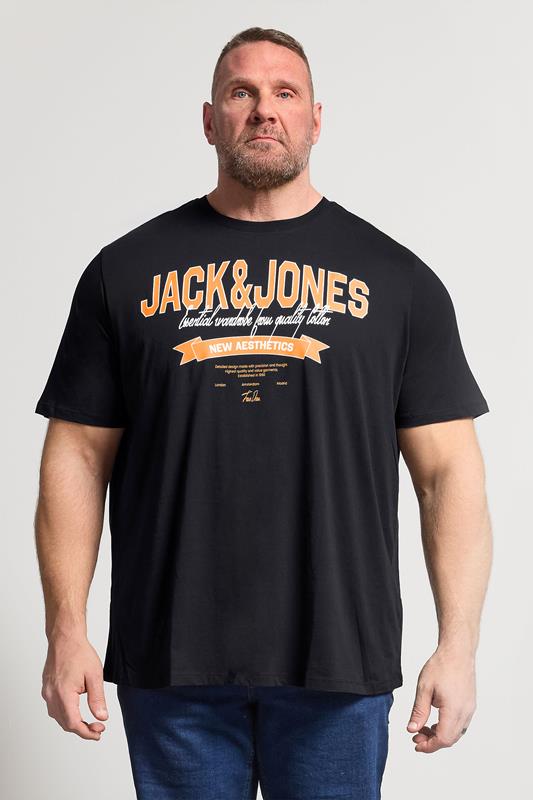 JACK & JONES Big & Tall Black Graphic T-Shirt | BadRhino 1