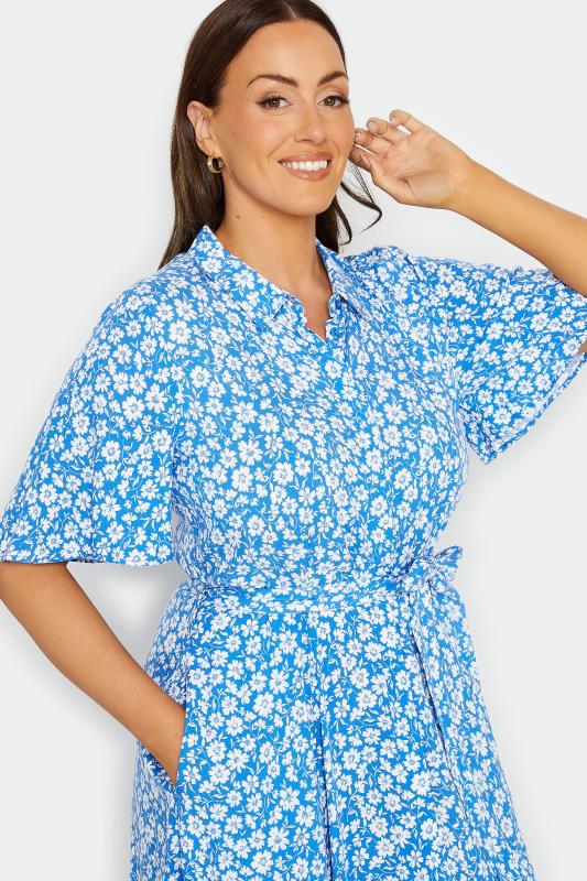 M&Co Blue Floral Print Maxi Shirt Dress | M&Co 4