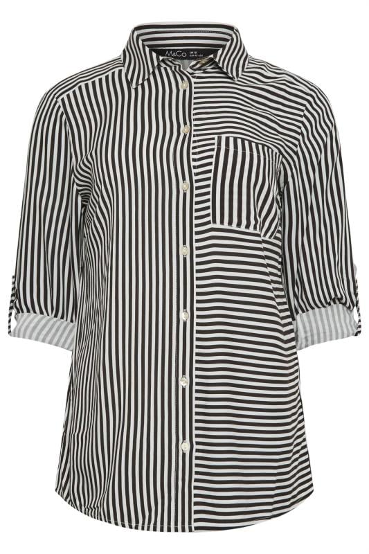 M&Co Black & White Stripe Tab Sleeve Shirt | M&Co 6